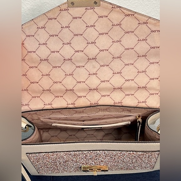 Aldo Glenda Satchel Cream and Gold Glitter - Picture 6 of 9